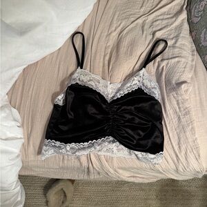 Top shop velvet top with lace detail